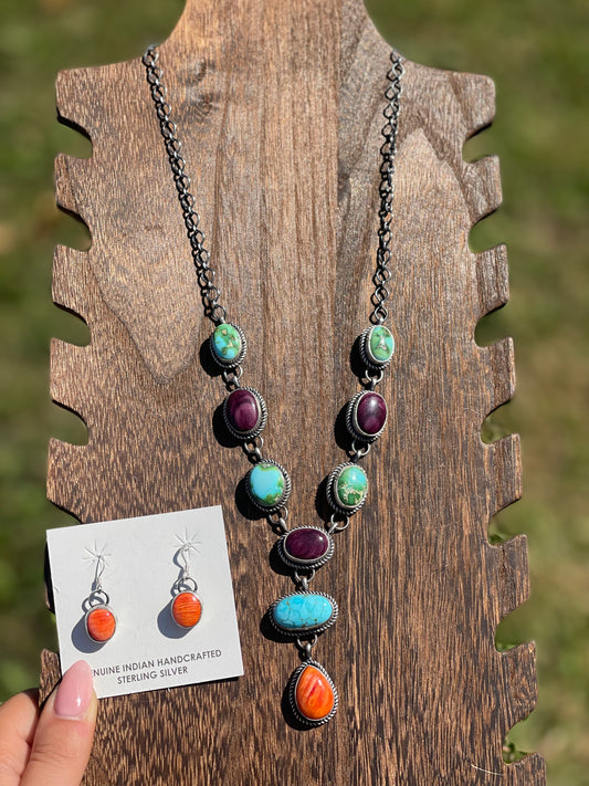 Navajo Multi Stone Lariat Set