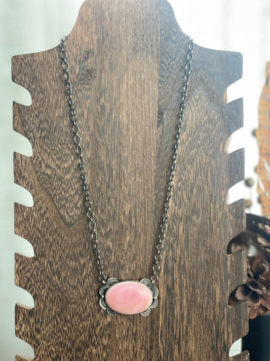 Navajo Pink Conch "Bar" Necklace