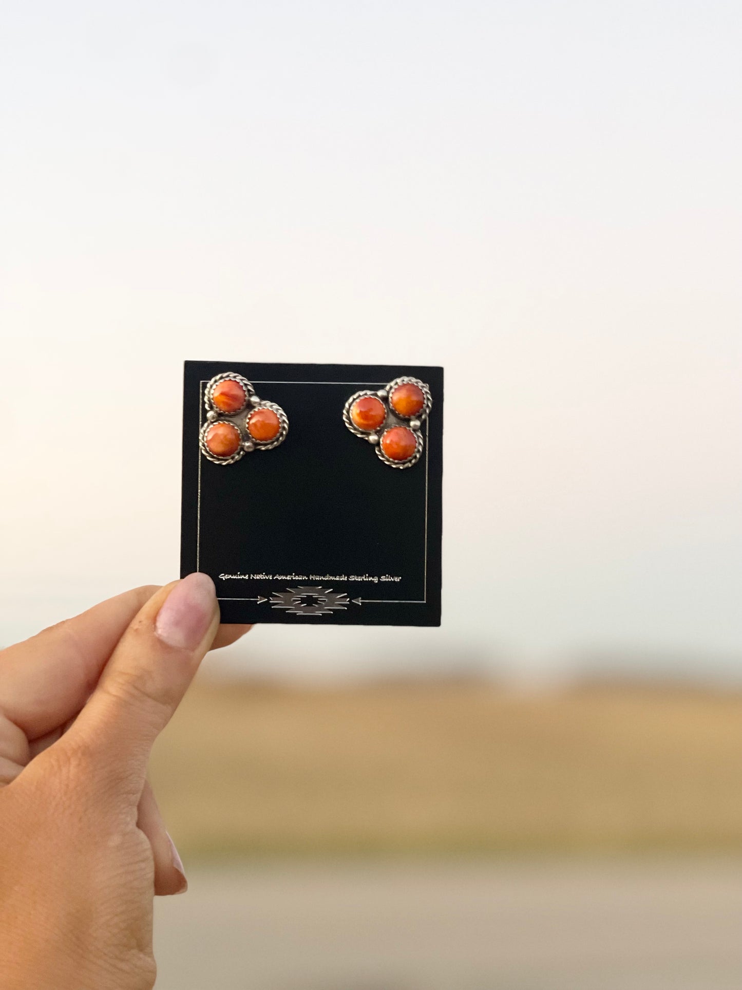 Orange Spiny Cluster Earrings