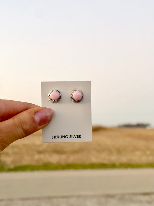 Pink Conch Navajo Studs