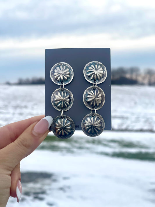 Navajo Sterling Silver Concho Earrings