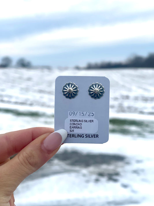 Sterling Silver Small Concho Earrings