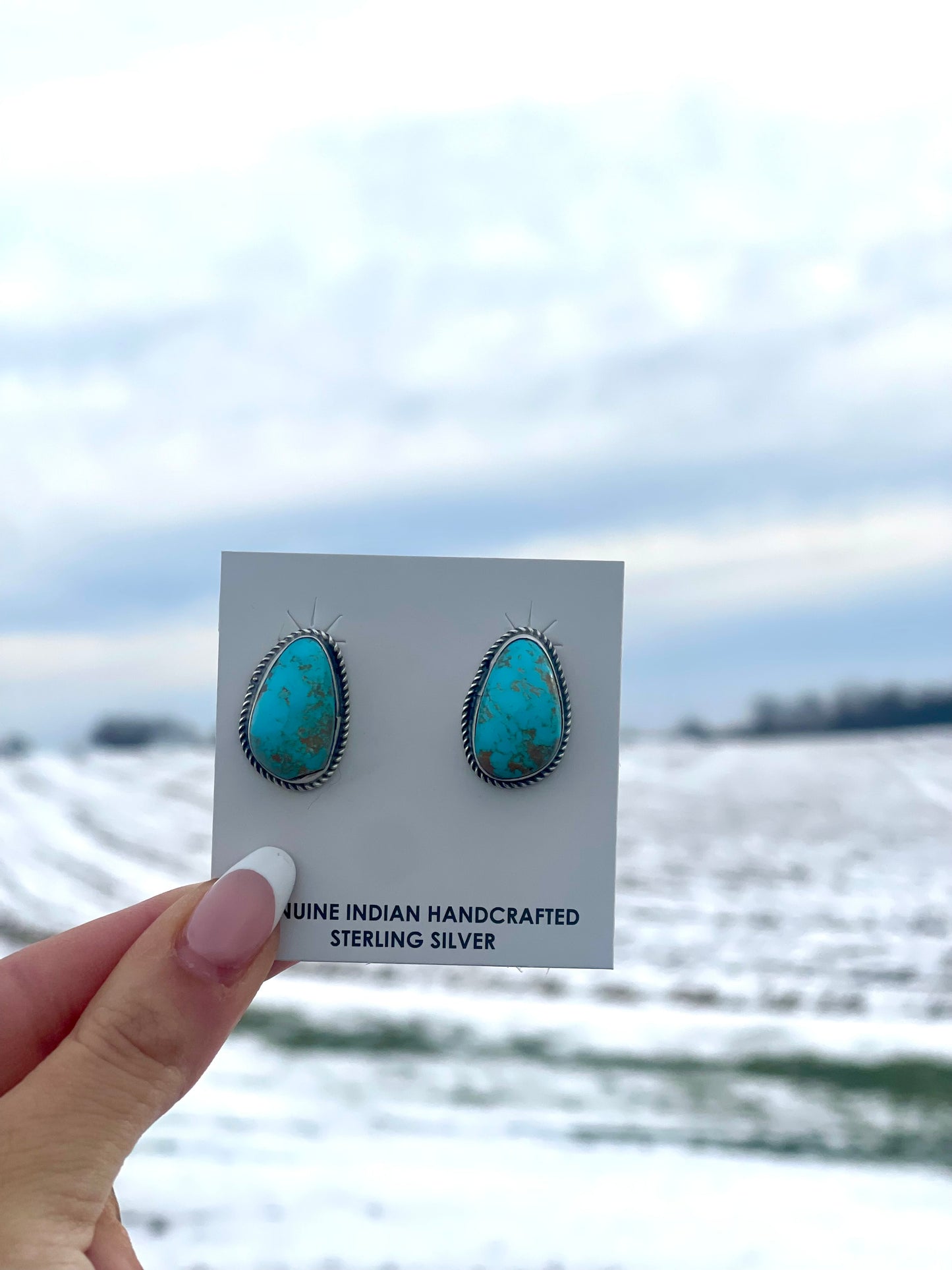 Navajo Kingman Single Stone Earrings