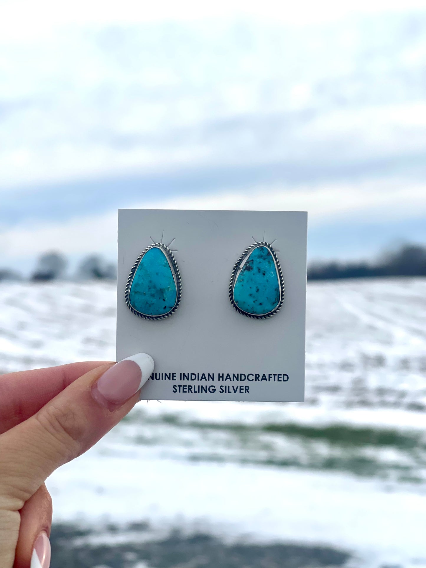 Navajo Kingman Single Stone Earrings
