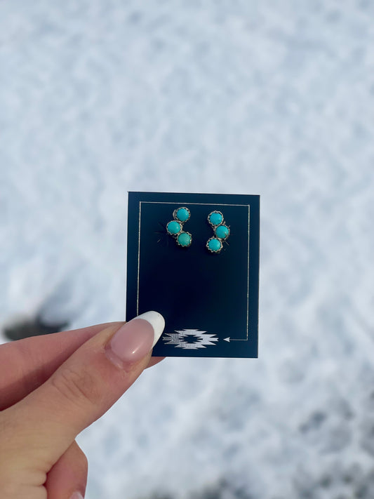 Zuni 3 Stone Kingman Earrings