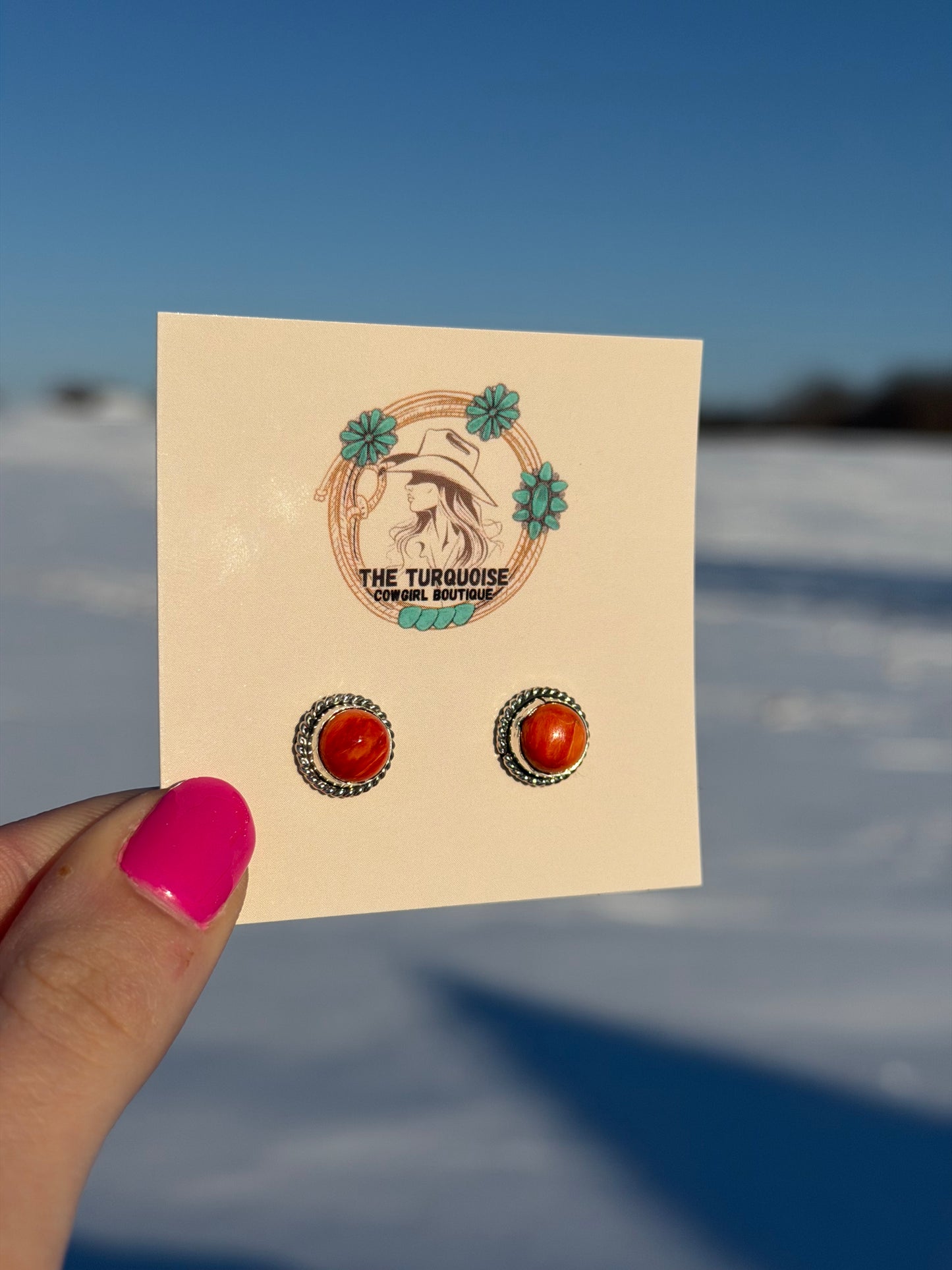 Orange Spiny Navajo Studs