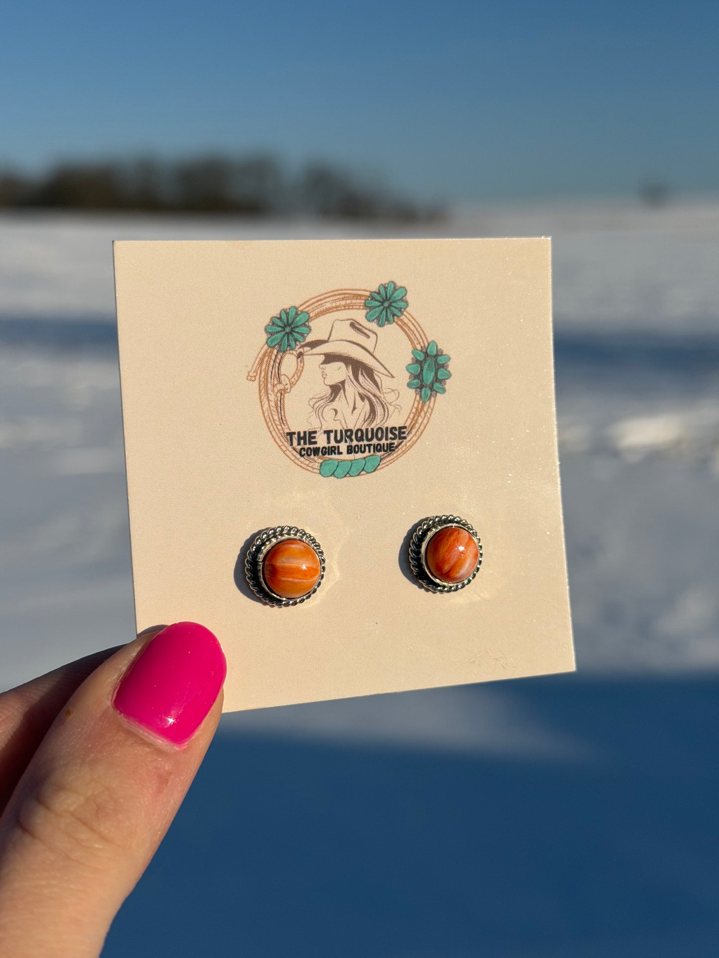 Orange Spiny Navajo Studs