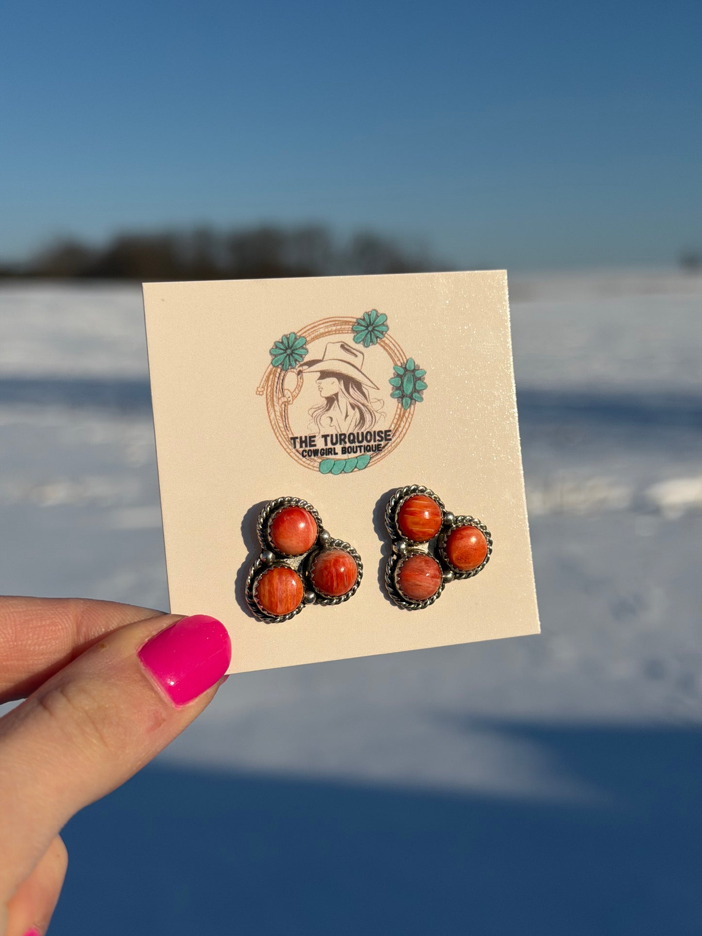 Orange Spiny Cluster Earrings