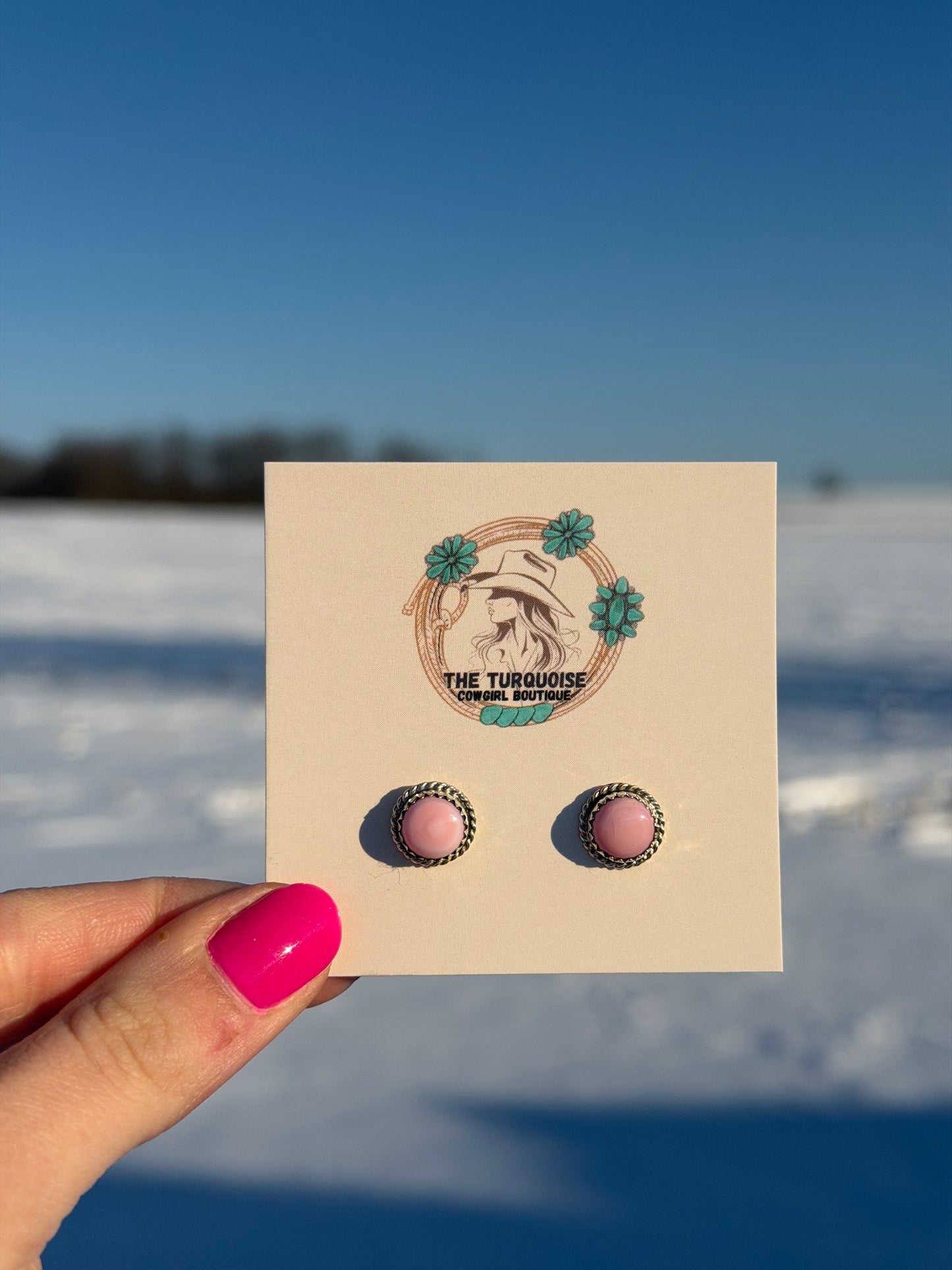 Pink Conch Navajo Studs