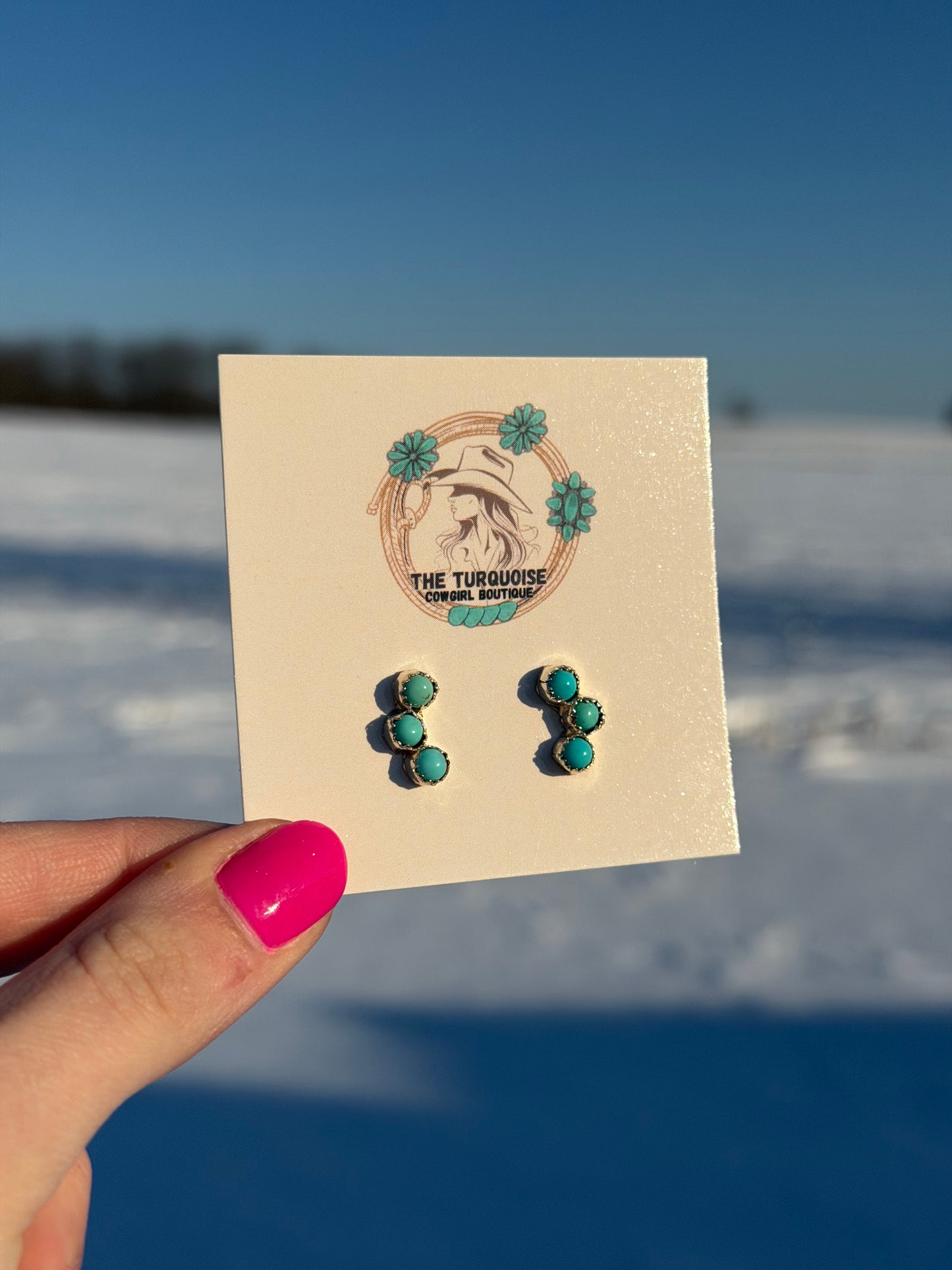 Zuni 3 Stone Kingman Earrings