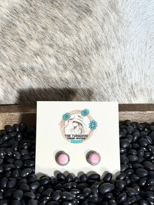 Pink Conch Navajo Studs