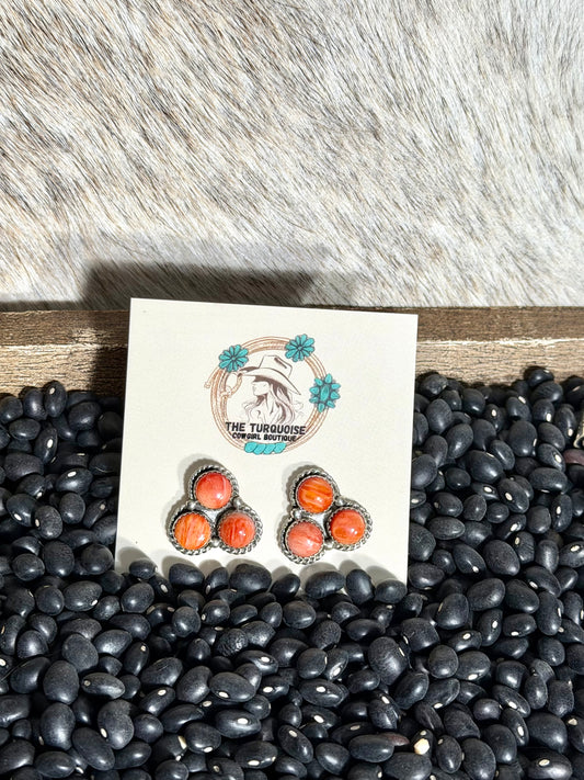Orange Spiny Cluster Earrings