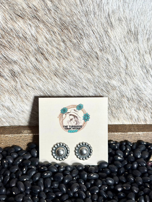 Sterling Silver "Bubble" Concho Earrings