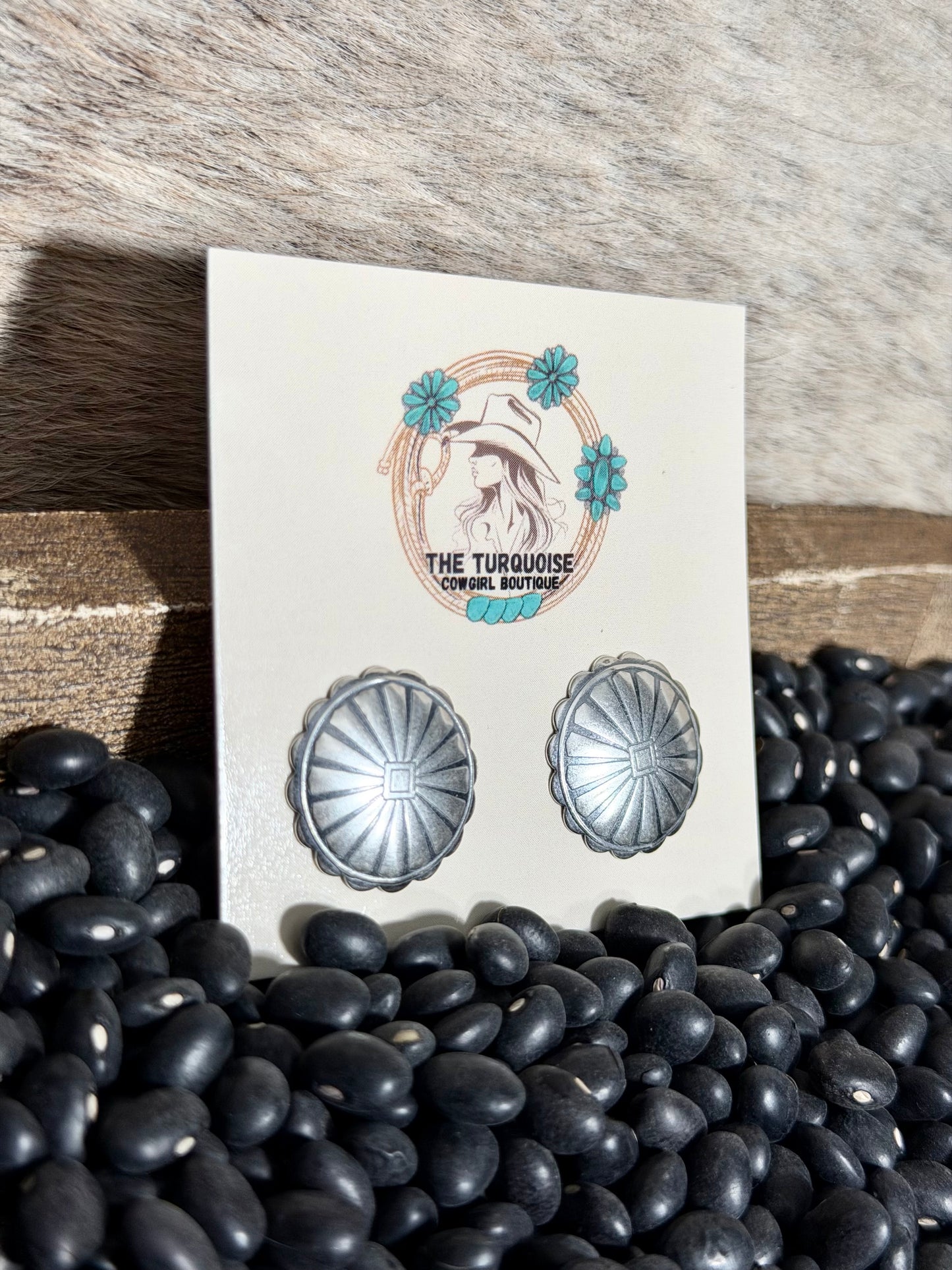 Sterling Silver Large Concho Earrings