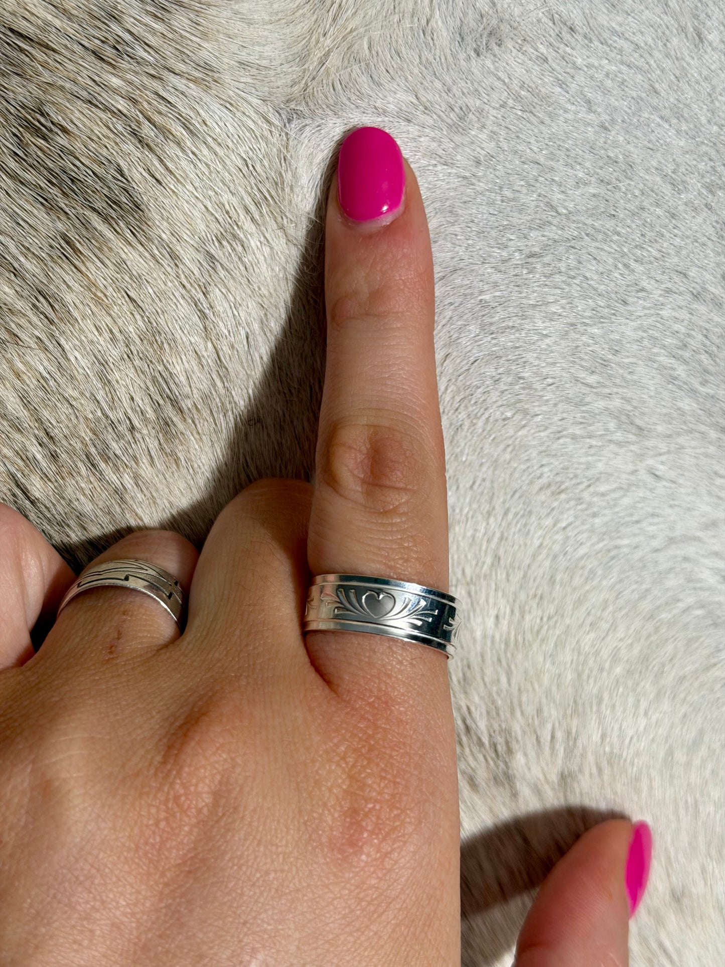Sterling Silver Heart Engraved Stacker Ring