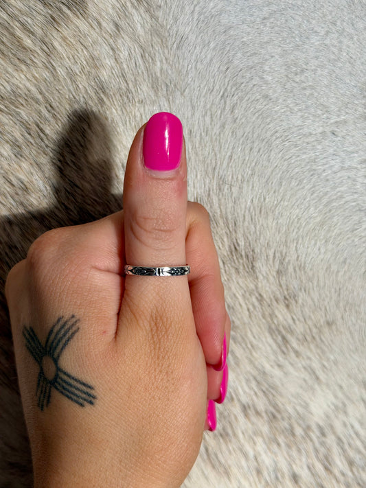 Sterling Silver Floral Engraved Stacker Ring