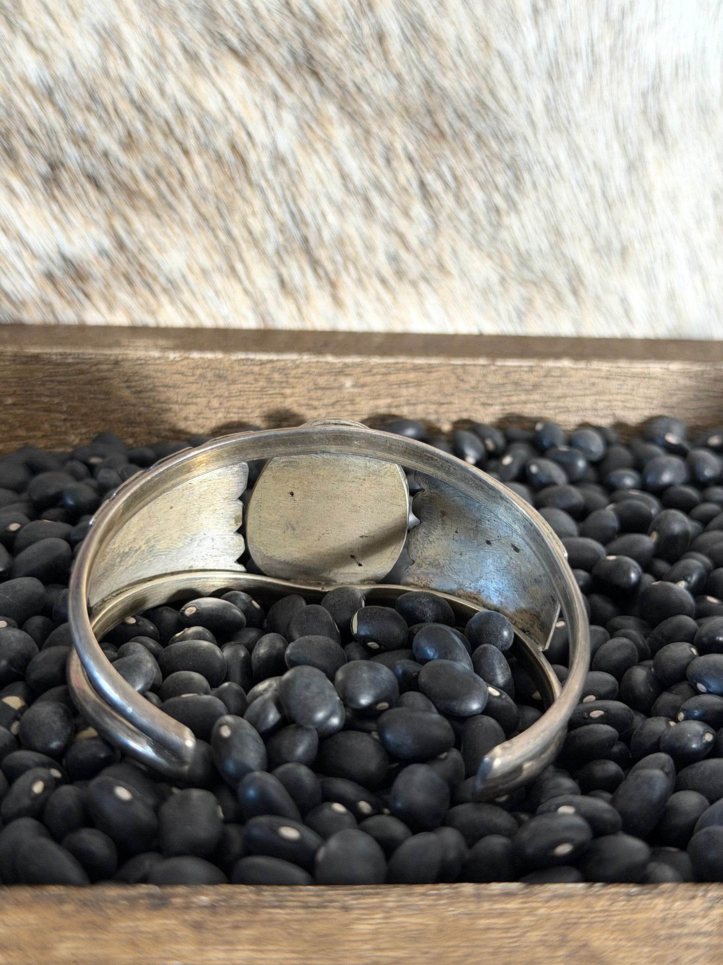 Vintage Turquoise and Heavy Silver Cuff