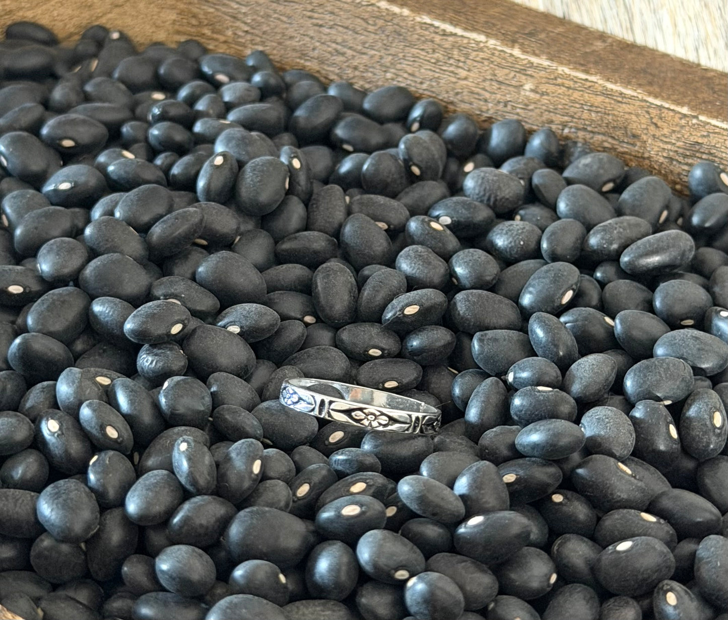 Sterling Silver Floral Engraved Stacker Ring