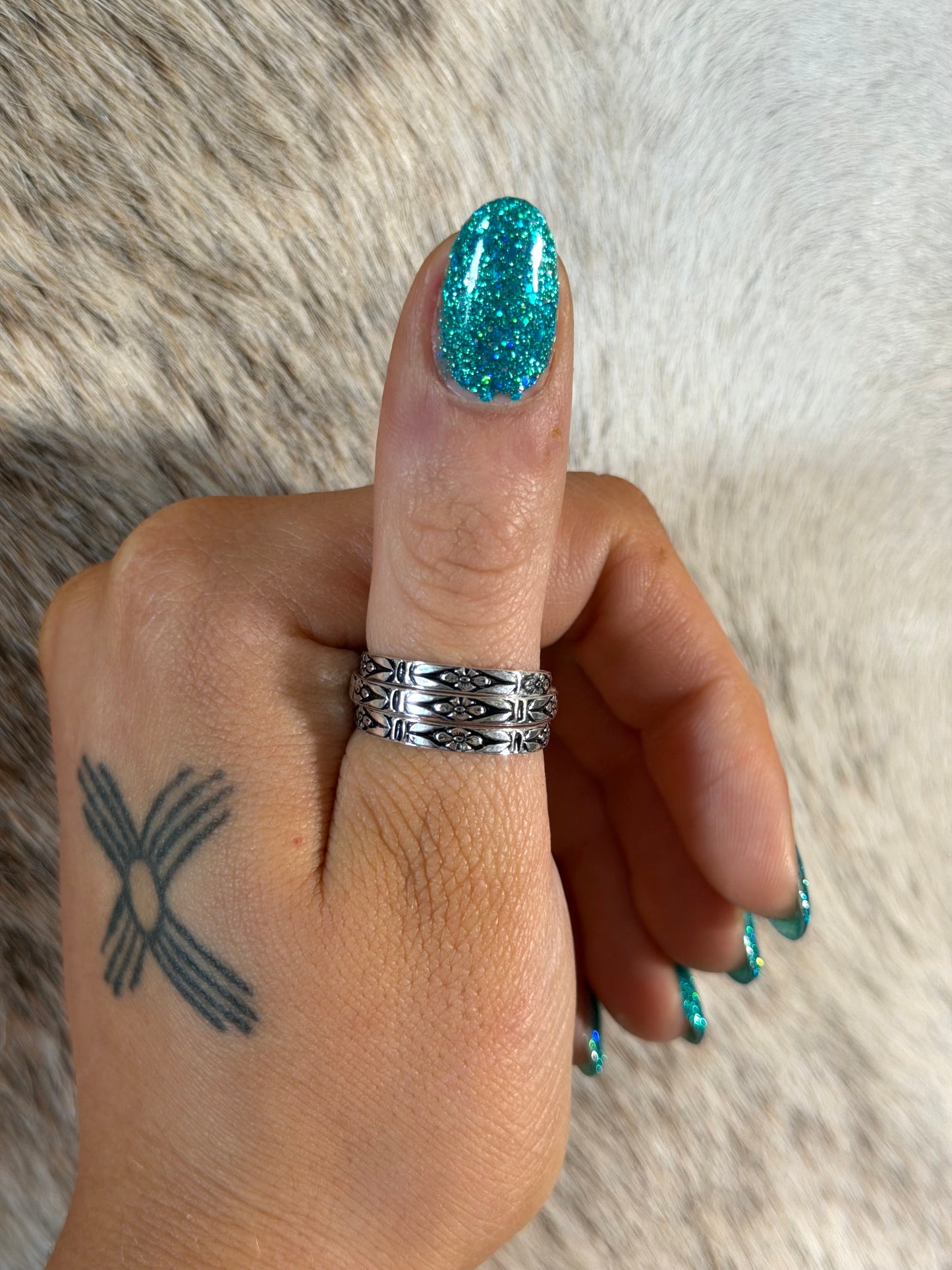 Sterling Silver Floral Engraved Stacker Ring