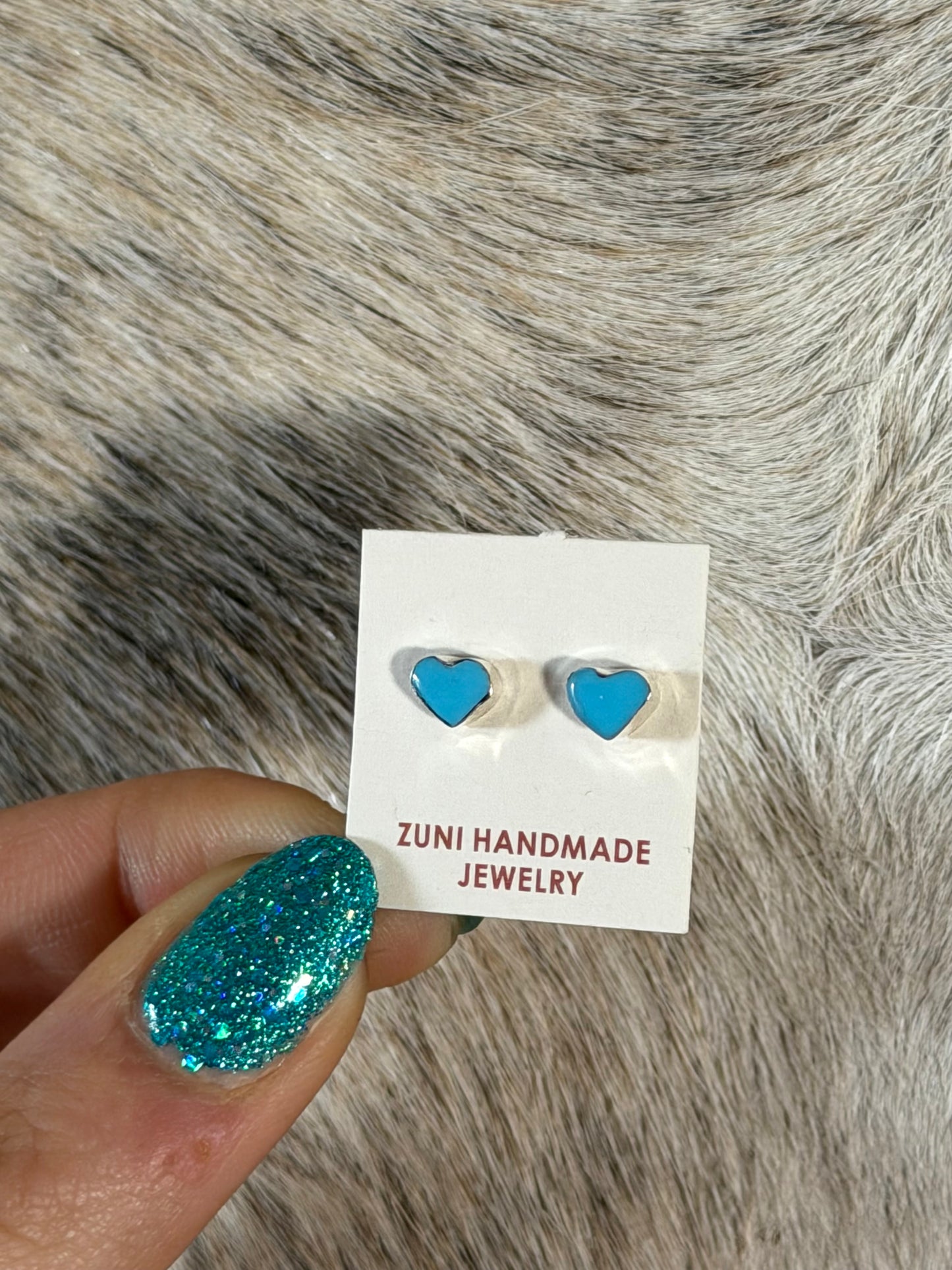 Zuni Turquoise Heart Studs