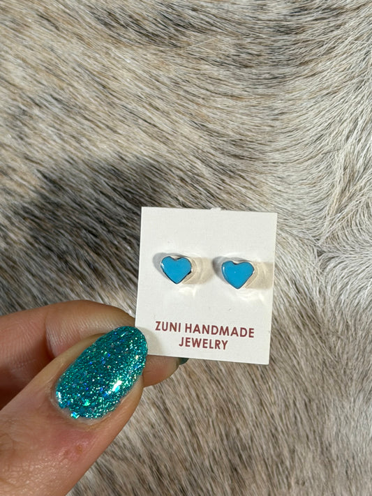 Zuni Turquoise Heart Studs
