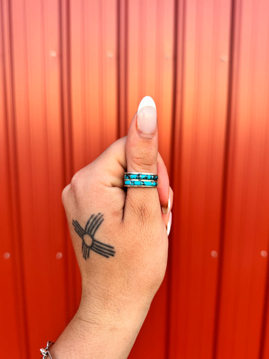 Double White Buffalo or Kingman Turquoise Inlay Band